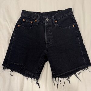 Levi's Black Frayed Hem Jean Shorts